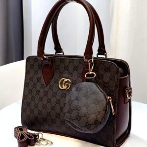 Luxury Branded Handbag With Round Pouch And Adjustable Strap