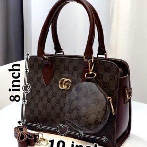 Luxury Branded Handbag With Round Pouch And Adjustable Strap