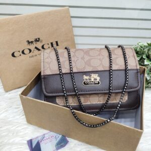 Coach Signature Chain Shoulder Bag with Embossed Logo