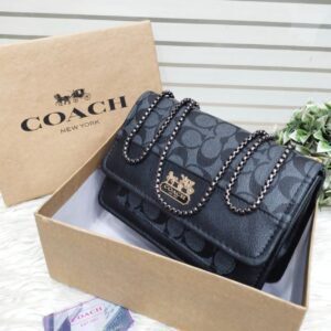 Coach Signature Chain Shoulder Bag with Embossed Logo
