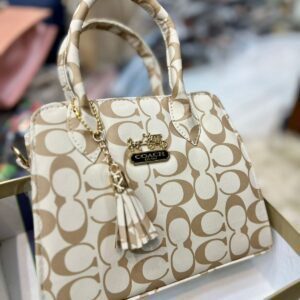 Coach Monogram Satchel with Tassel Charm and Dual Handles