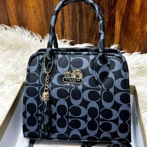 Coach Monogram Satchel with Tassel Charm and Dual Handles