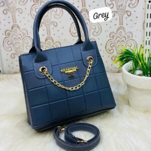 Quilted Designer Handbag with Gold Chain Accent and Top Handles