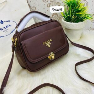 Designer-Inspired Compact Shoulder Bag with Top Handle and Gold Lock Closure