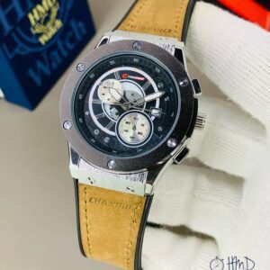 CHAXIGO Luxury Skeleton Dial Men's Wristwatch with Leather Strap