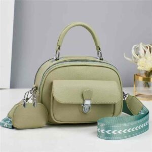 Trendy Mini Satchel with Front Pocket and Patterned Shoulder Strap