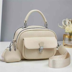 Trendy Mini Satchel with Front Pocket and Patterned Shoulder Strap