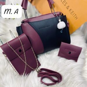 Chic 4-in-1 Designer Handbag Set with Chain Accent and Pom Charm