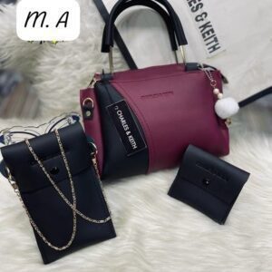 Chic 4-in-1 Designer Handbag Set with Chain Accent and Pom Charm