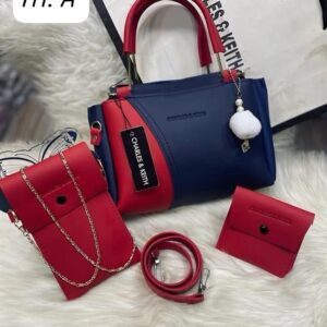 Chic 4-in-1 Designer Handbag Set with Chain Accent and Pom Charm