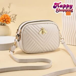 Trendy Quilted Crossbody Bag with Bee Accent