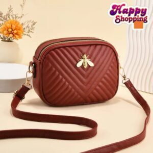 Trendy Quilted Crossbody Bag with Bee Accent