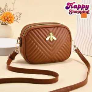 Trendy Quilted Crossbody Bag with Bee Accent
