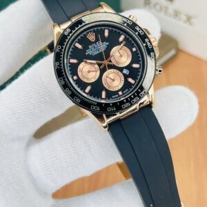 Luxury Chronograph Timepiece with Rubber Strap and Multi-Function Dial