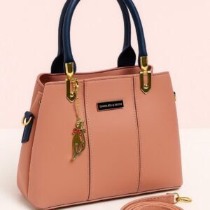 Chic Designer Tote Handbag with Elegant Cat Charm Accent