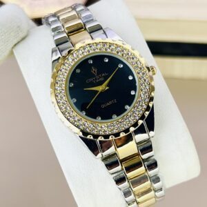 Crystal Time Women's Luxury Quartz Watch with Diamond-Accented Bezel