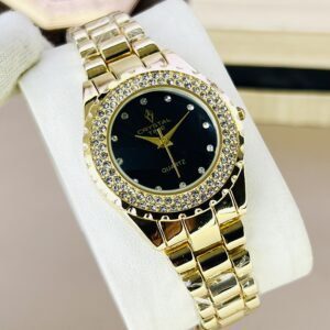 Crystal Time Women's Luxury Quartz Watch with Diamond-Accented Bezel