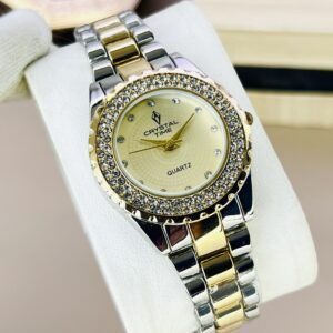 Crystal Time Women's Luxury Quartz Watch with Diamond-Accented Bezel