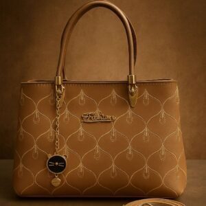 Elegant Handbag with Quilted Design and Cat Charm