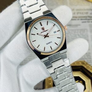 Elegant Stainless Steel Analog Wrist Watch with Date Display