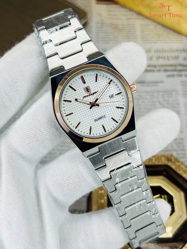Elegant Stainless Steel Analog Wrist Watch with Date Display