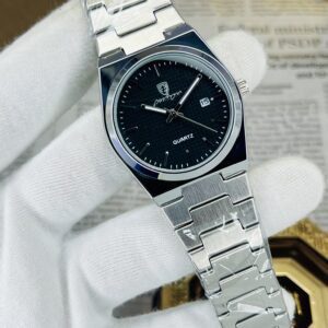 Elegant Stainless Steel Analog Wrist Watch with Date Display