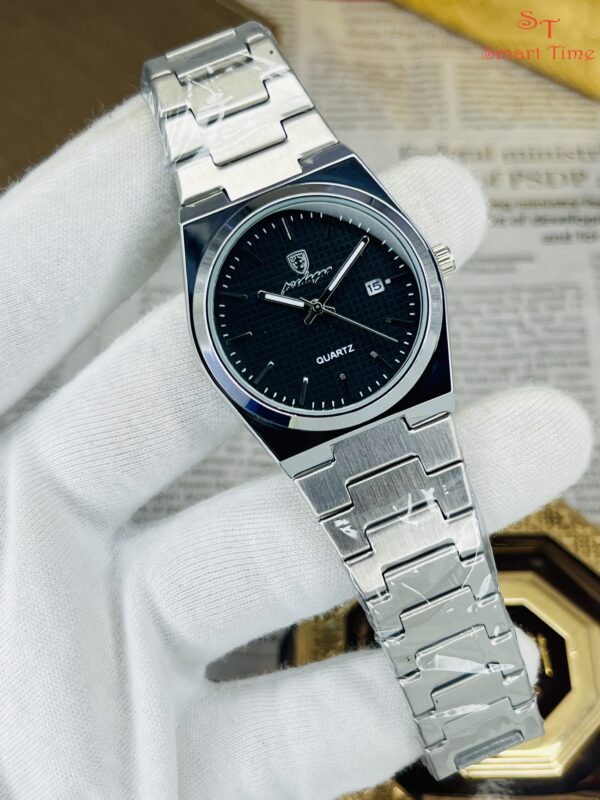 Elegant Stainless Steel Analog Wrist Watch with Date Display