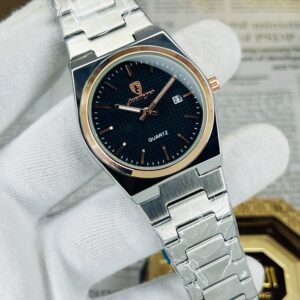 Elegant Stainless Steel Analog Wrist Watch with Date Display