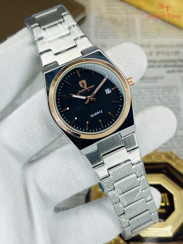 Elegant Stainless Steel Analog Wrist Watch with Date Display