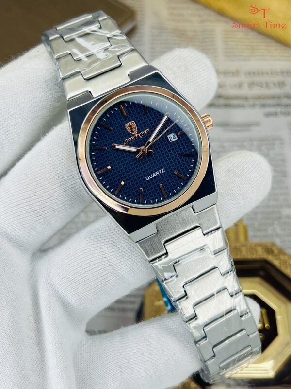 Elegant Stainless Steel Analog Wrist Watch with Date Display