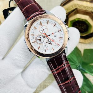 Men’s Multifunction Chronograph Analog Wrist Watch with Leather Strap