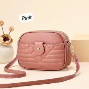 Compact Quilted Crossbody Bag with Front Snap Pocket
