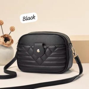 Compact Quilted Crossbody Bag with Front Snap Pocket