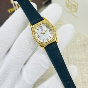 Original True Worth Women’s Elegant Analog Watch with Crystal-Studded Bezel & Roman Dial