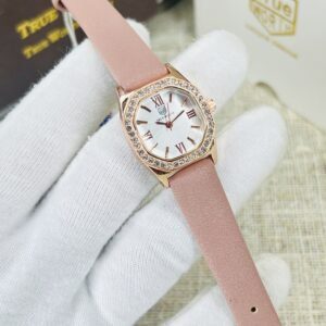 Original True Worth Women’s Elegant Analog Watch with Crystal-Studded Bezel & Roman Dial