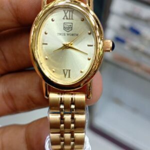 True Worth Women's Classic Oval Dial Wrist Watch with Metal Bracelet Strap