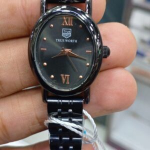 True Worth Women's Classic Oval Dial Wrist Watch with Metal Bracelet Strap