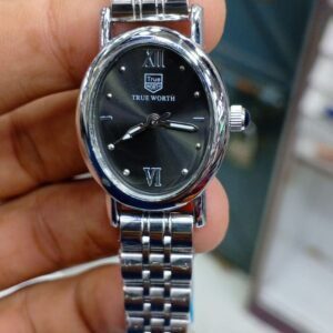 True Worth Women's Classic Oval Dial Wrist Watch with Metal Bracelet Strap