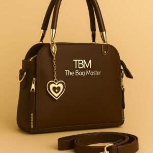 Signature Charm Handbag with Dual Zipper & Heart Pendant Detail