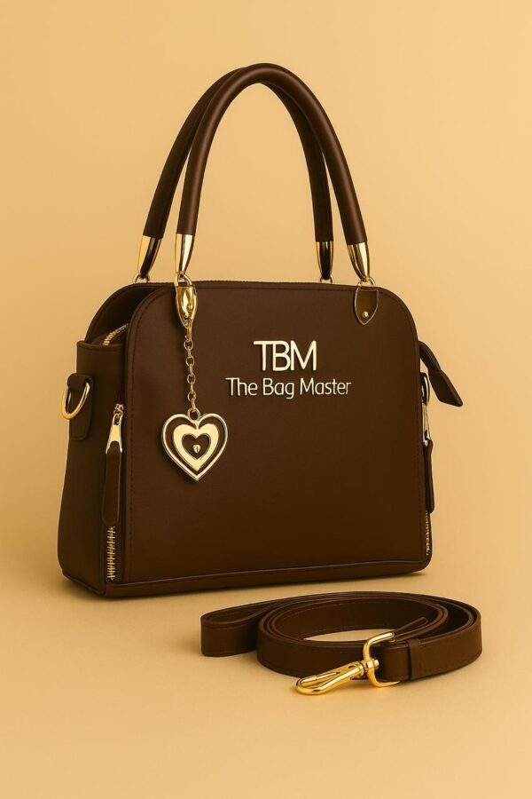 Signature Charm Handbag with Dual Zipper & Heart Pendant Detail