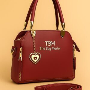 Signature Charm Handbag with Dual Zipper & Heart Pendant Detail