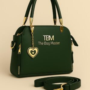 Signature Charm Handbag with Dual Zipper & Heart Pendant Detail