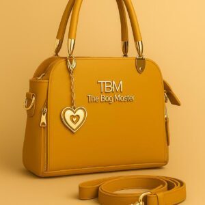 Signature Charm Handbag with Dual Zipper & Heart Pendant Detail