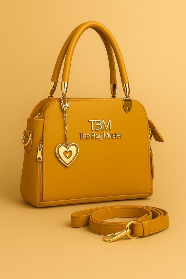 Signature Charm Handbag with Dual Zipper & Heart Pendant Detail