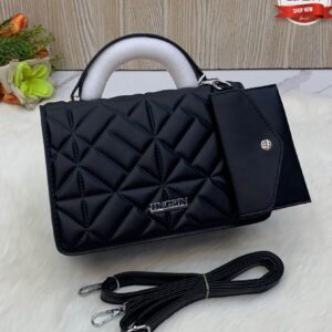 Elegant Diamond-Stitch Flap Purse with Detachable Sling Strap
