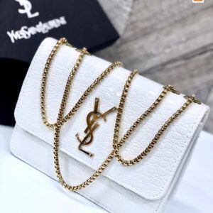 Luxury Croc-Textured Shoulder Bag for Women with Gold Chain