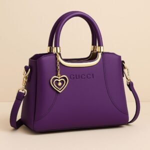 Gucci Structured Handbag with Dual Handles and Heart Charm Accent