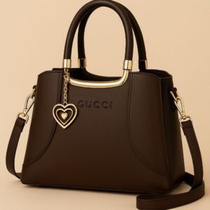 Gucci Structured Handbag with Dual Handles and Heart Charm Accent