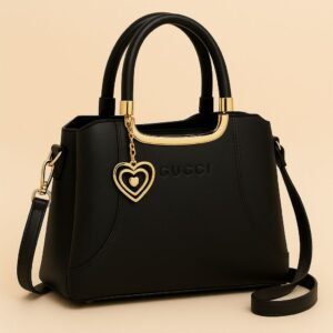 Gucci Structured Handbag with Dual Handles and Heart Charm Accent