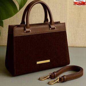 Premium Structured Handbag with Gold Hardware and Detachable Strap